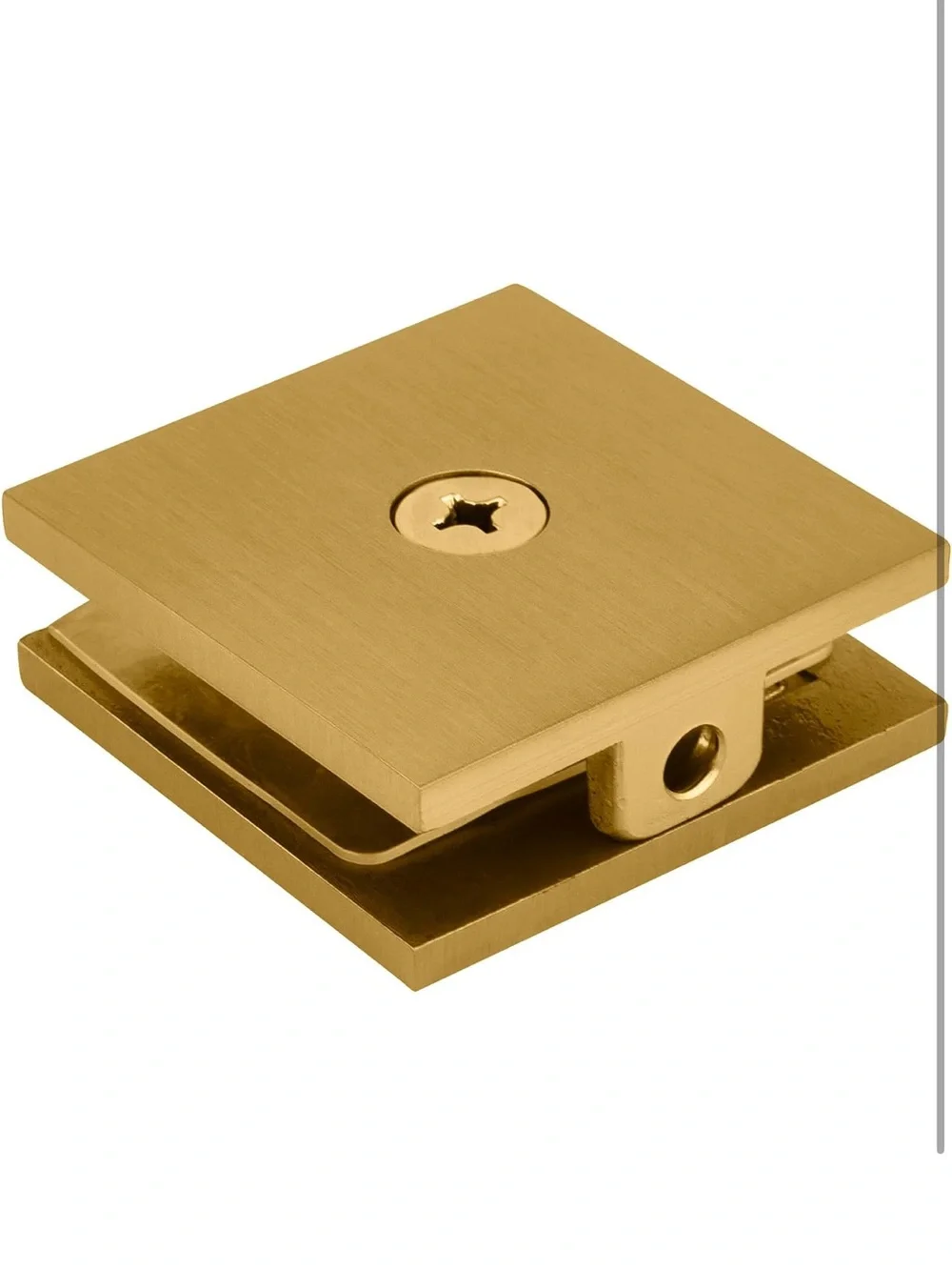 CRL Satin Brass Square Style Hole-in-Glass Fixed Panel U-Clamps